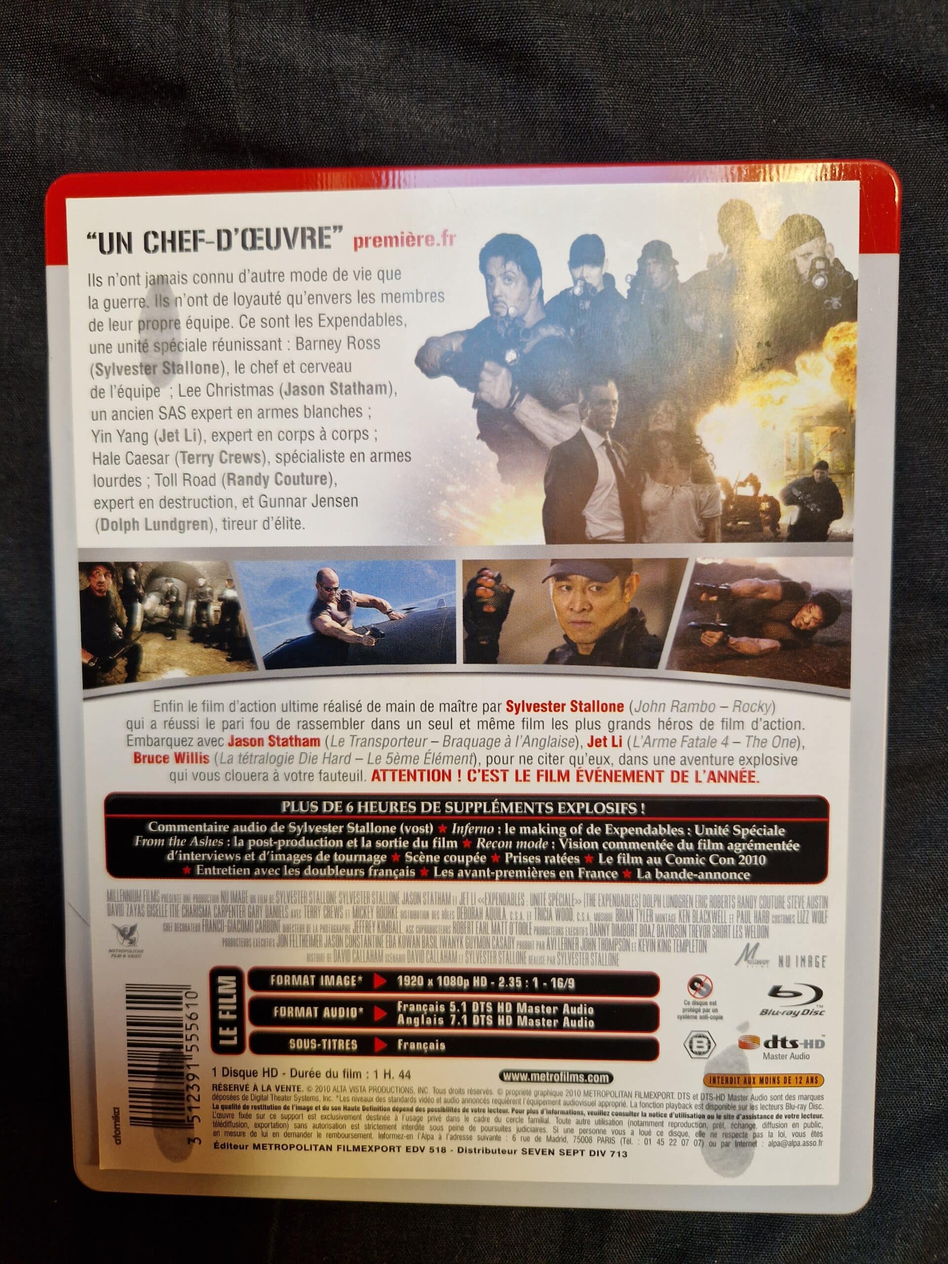Le film Expendables en Blu-ray (boîte métallique)