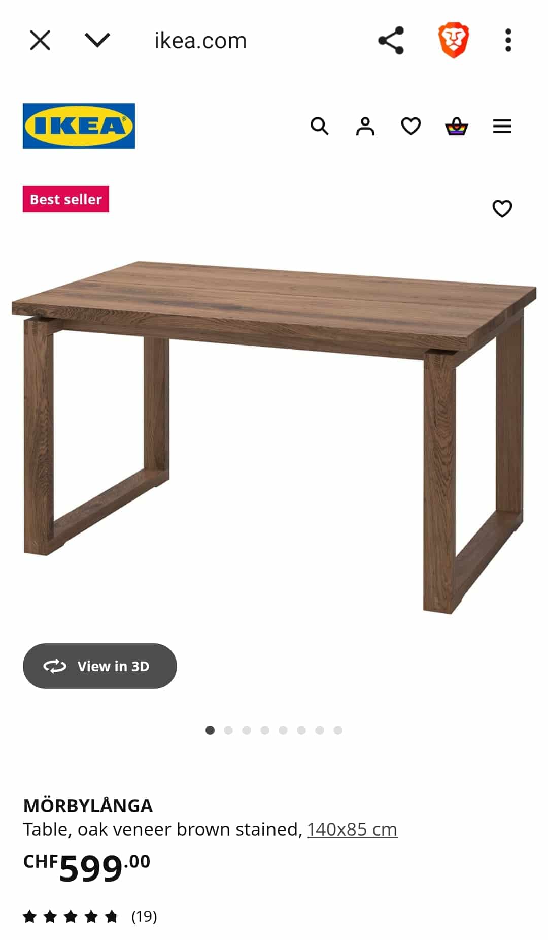 Table Salle à Manger Chêne Massif 140×85×75 CM à Vevey ou Livraison à Domicile