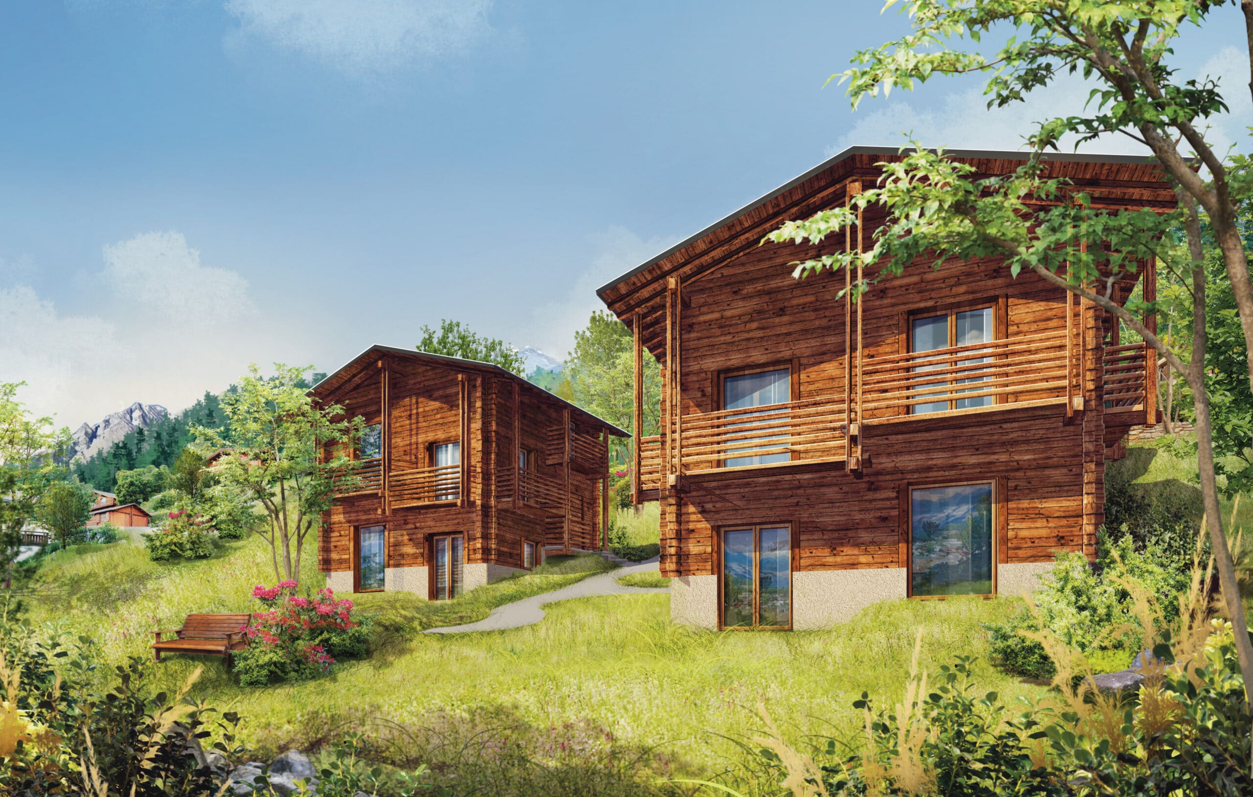 A vendre deux chalets indépendants type raccard Savièse – Valais avec vue panoramique