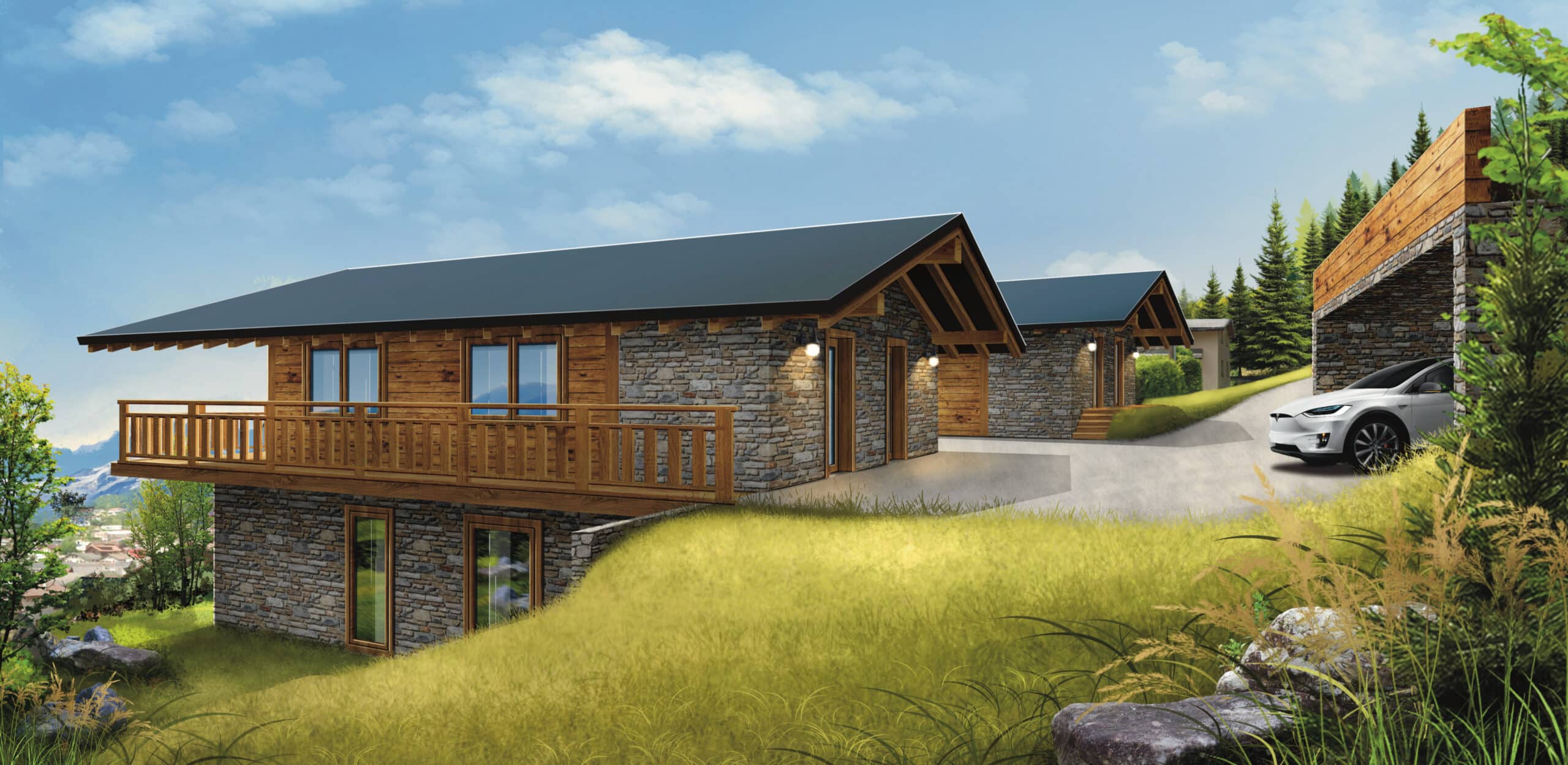 Chalets indépendants et un appartement à vendre avec vue panoramique imprenable