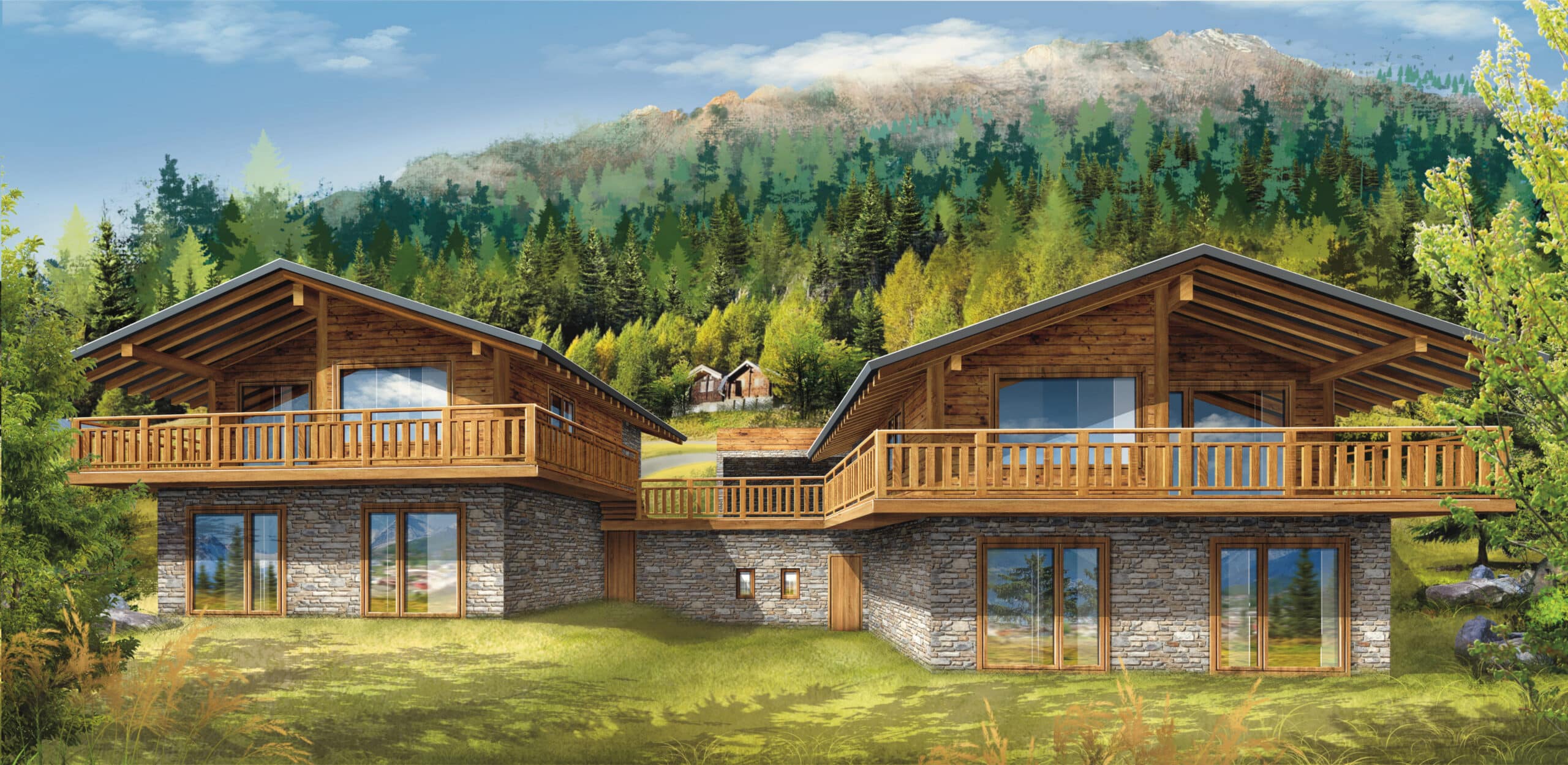 Chalets indépendants et un appartement à vendre avec vue panoramique imprenable