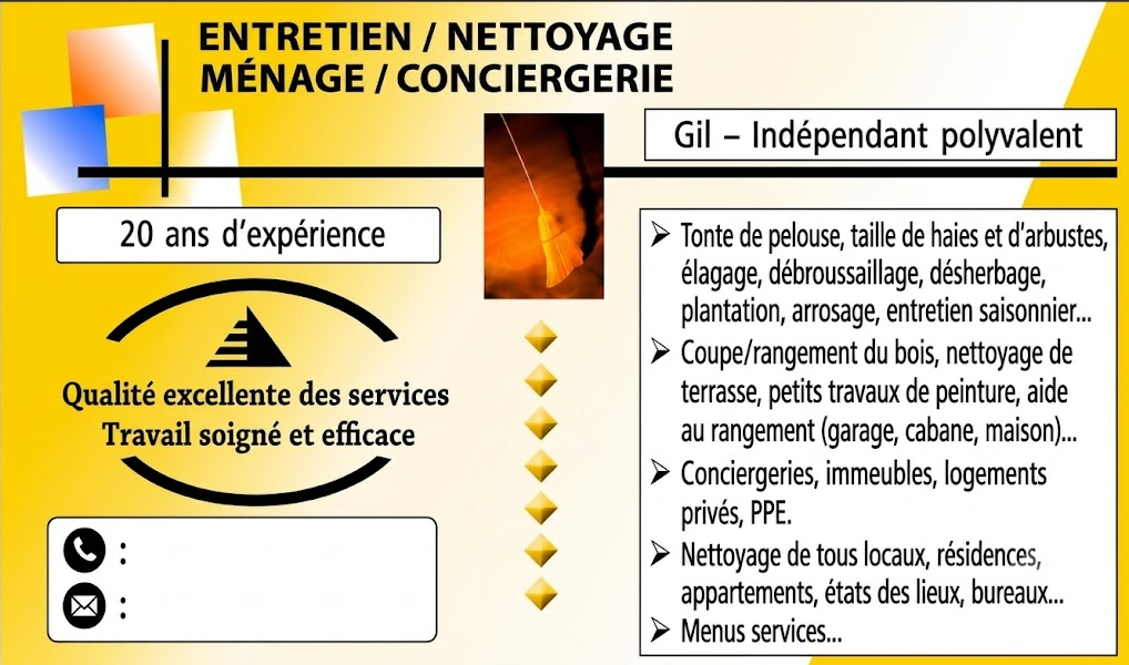 Services d’entretien et de nettoyage pour jardins et maisons