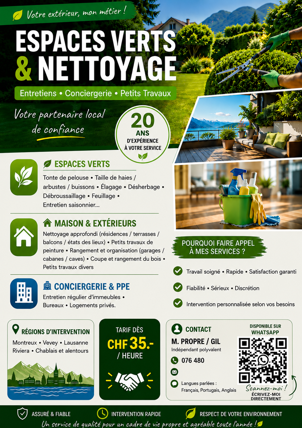 Entretien espace vert et de nettoyage pour jardins et maisons