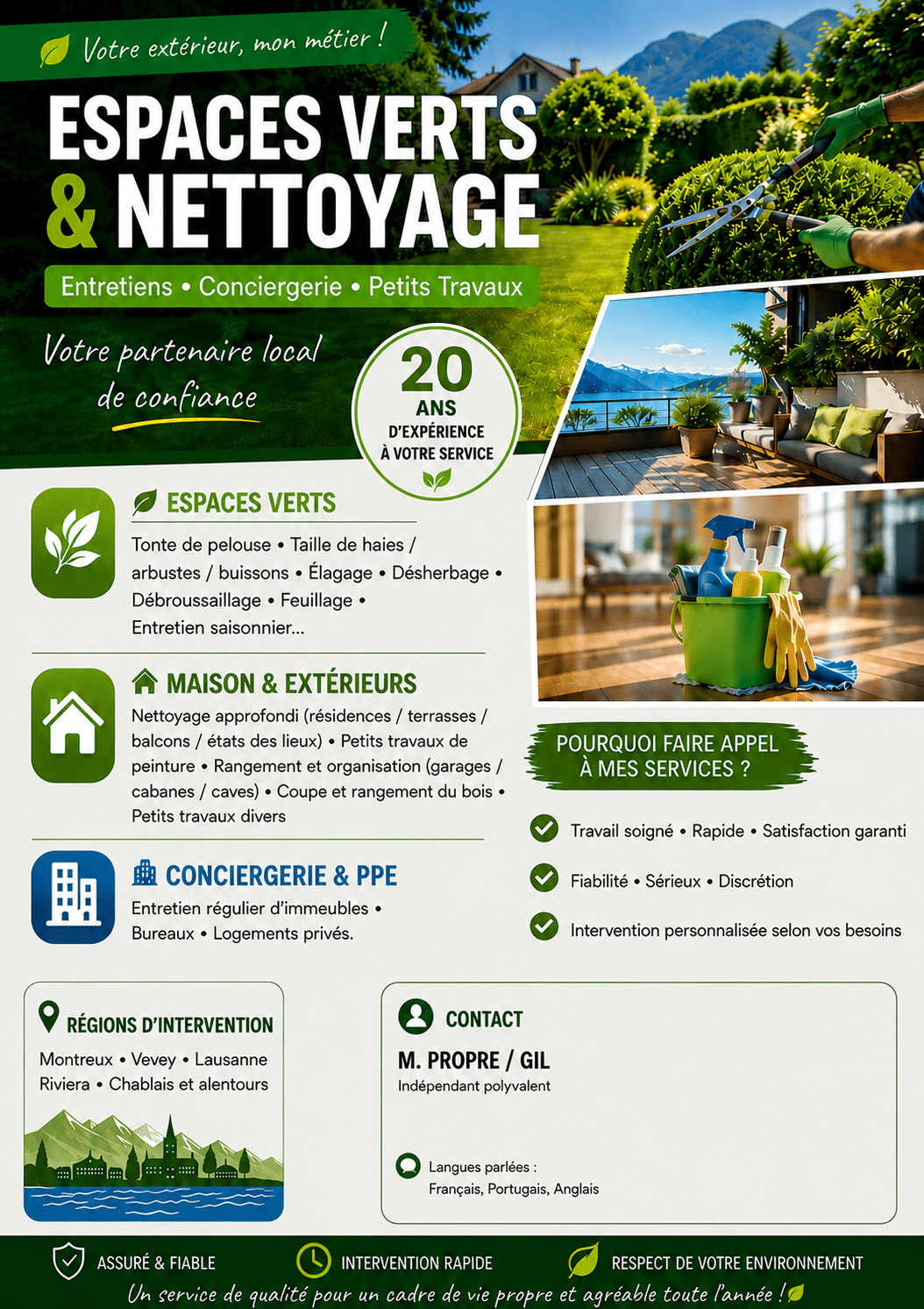Entretiens espace vert et de nettoyage pour jardins et maisons