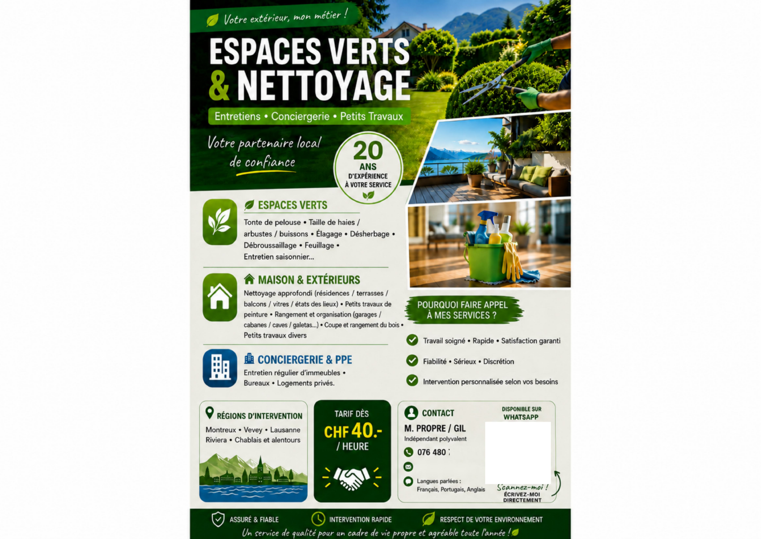 Entretiens espace vert et de nettoyage pour jardins et maisons
